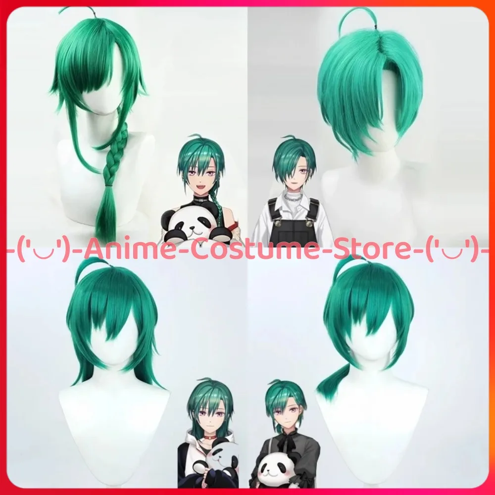 

NIJISANJI VTuber Ryus зеленый парик для косплея повседневный наряд с пандой аниме персонаж Хэллоуин карнавальный костюм для вечеринки парики синтетические волосы