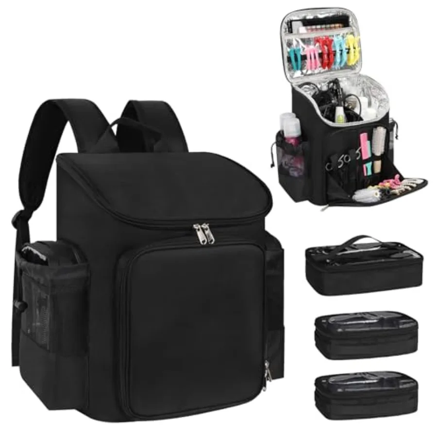

Hairstylist Traveling Bag, Large Capacity Barber Travel Backpack, Hairdresser Bag with Adjustable Dividers, Hair Tools Travel C