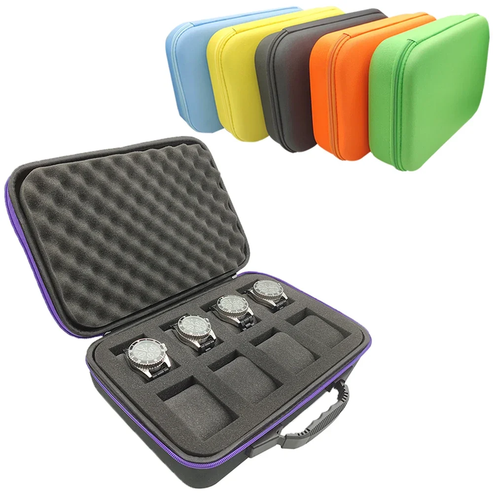 Tragbare EVA-Uhrenbox, Farbenfrohe Uhrenaufbewahrung, Organizer, Schützende Sicherheits-Aufbewahrungstasche aus Canvas und Schaumstoff, Stoßfeste EVA-Werkzeugtasche – Detail 4