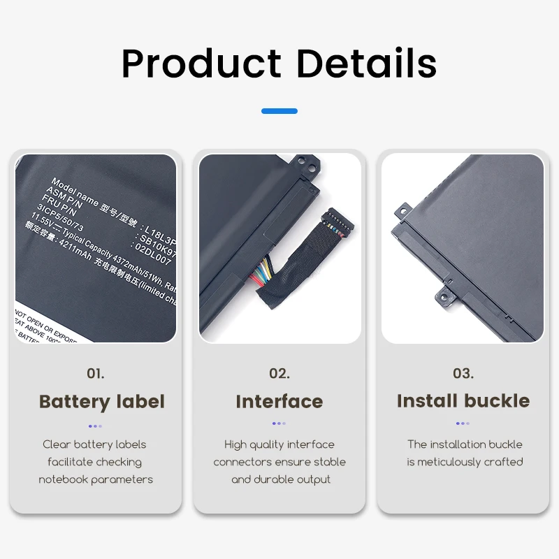 L18M3P73 L18L3P73 Laptop Battery For Lenovo ThinkPad T490 T495 P43S 02DL007 L18C3P72 L18M3P74 SB10T83122