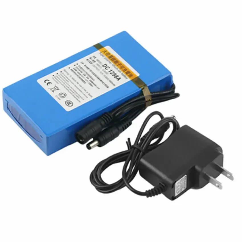 Rechargeable Lithium Battery 12V DC Portable Battery Pack with American Plug Charger-