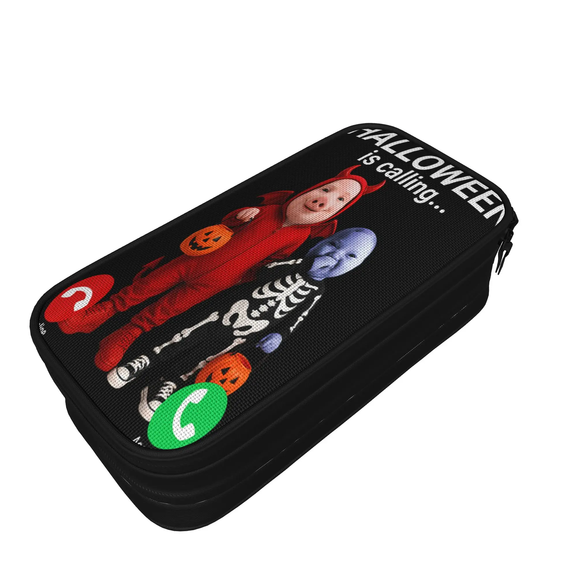 Halloween John Pork AI Baby Pencil Case  Big Pencil Box Students Canvas Vintage School Pencil Cases Graphic Stationery