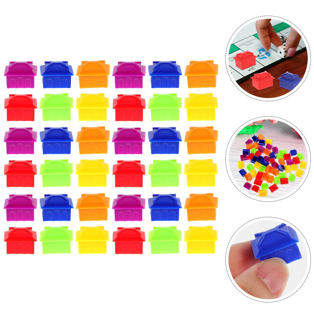 

120Pcs Board Game House Pieces Plastic Chess Replacement Parts Game Tokens for Tabletop Games Educational Play
