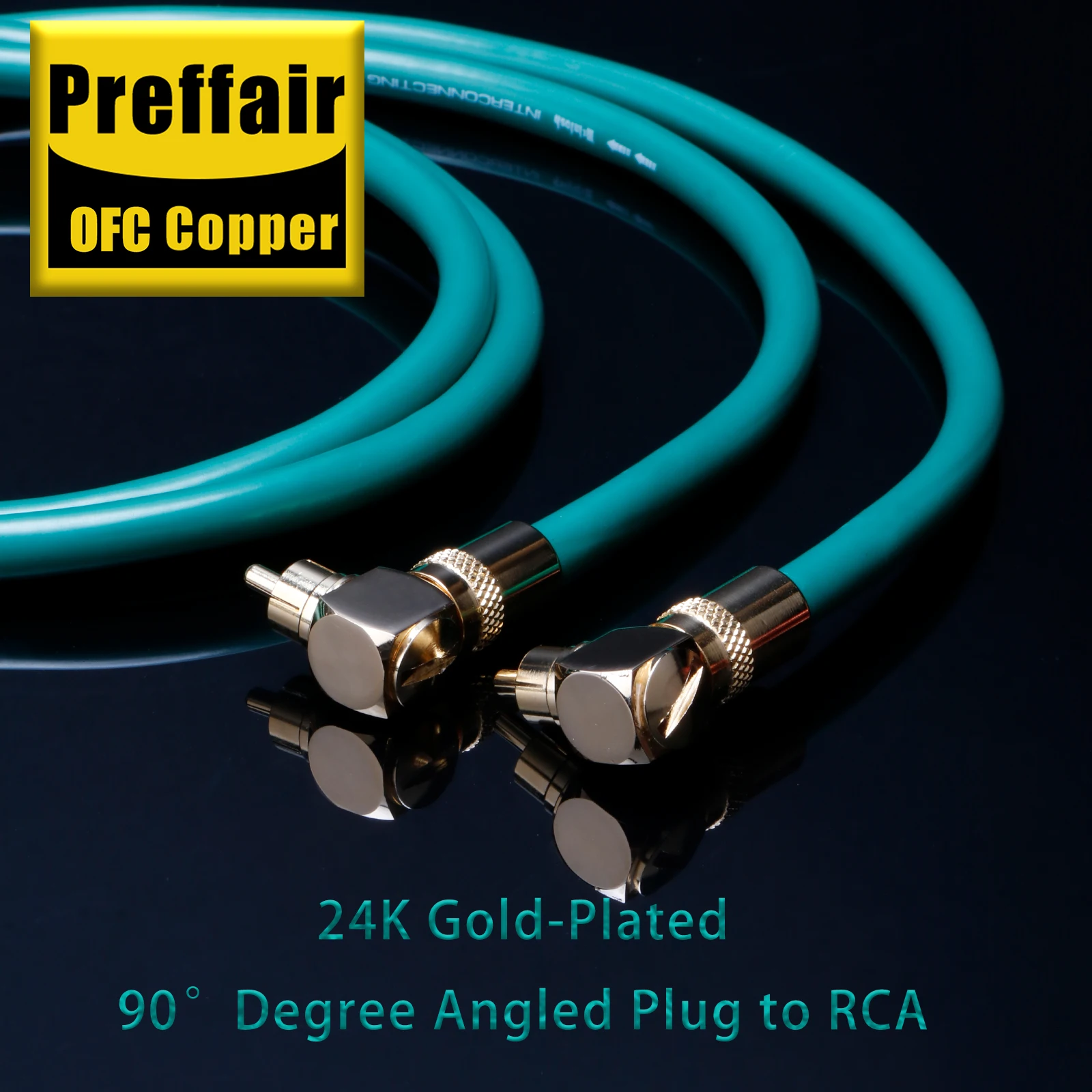 Cavo Hifi RCA da angolo placcato oro a spina diritta Cavo audio video in lega d'argento OFC Cavo di segnale di interconnessione con scudo PE