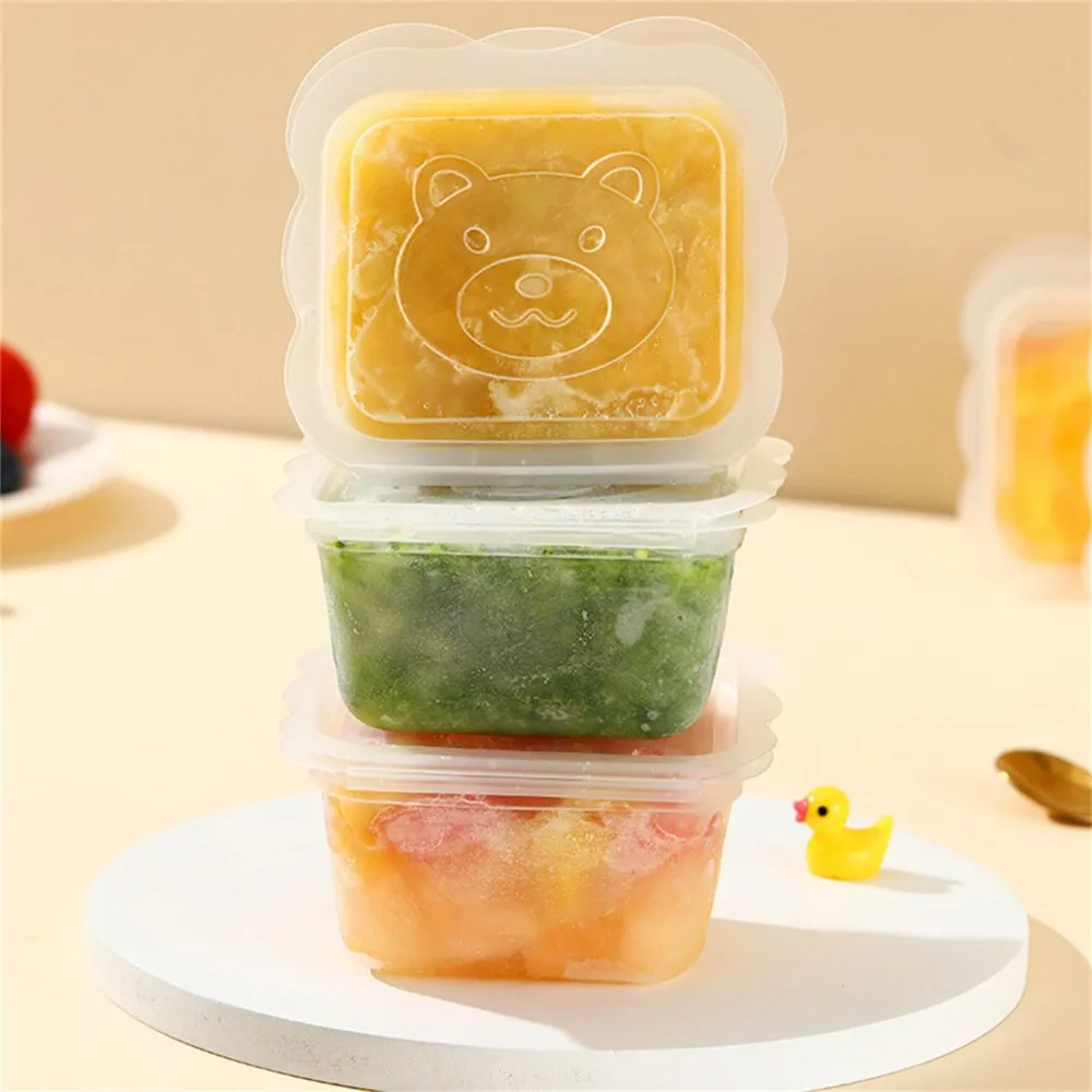 6Pcs/Set Plastic Baby Food Supplement Box 100ml Freezing Food Storage Box Jam Box Food Storage Container for Families