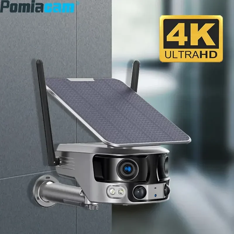 

Камера 4G/WIFI Y6 Новая солнечная камера 4MP с двумя объективами 4K HD Супер уличная беспроводная камера 6 мм объектив 180 Широкий угол с солнечной панелью 6 Вт