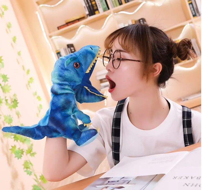 Dessin animé Triangle dinosaure tyrannosaure Rex main poupée en peluche Parent enfant poupée interactive maternelle enseignement poupée H1