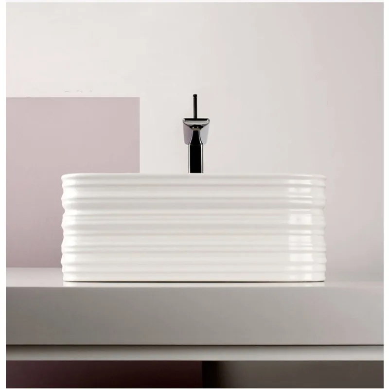 Retro rectangular wash basin household personalized thin edge ceramic