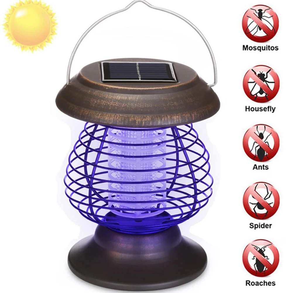 태양 벌레 박멸 모기 킬러 램프, 손잡이가 있는 휴대용 캠핑 랜턴, 태양 전지 패널, 플라스틱 케이스, 유도 스위치 LED 조명