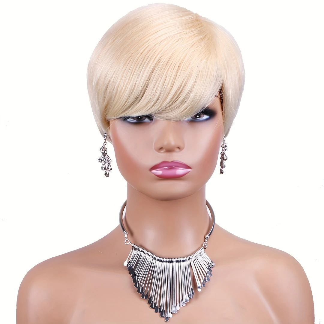 Short Pixie Cut Straight Human Hair Wig Remy Hair Human Hair Wigs With Bangs Wig for Women Full Machine Made Wig