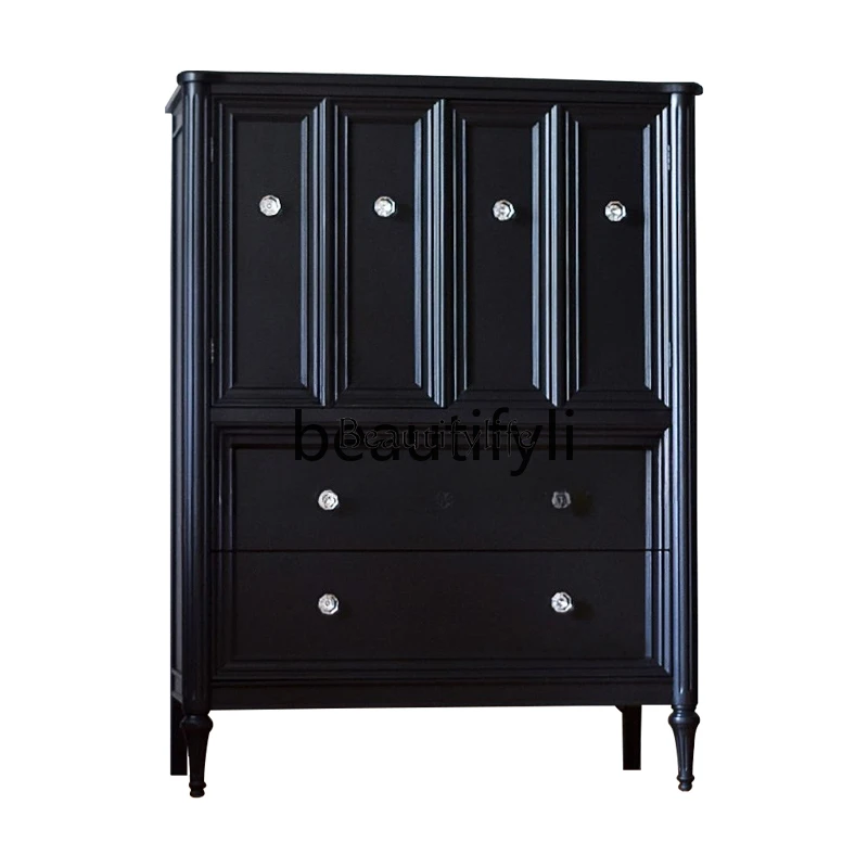 

Black solid wood locker drawer cabinet/neoclassical entrance cabinet/multi-function customization