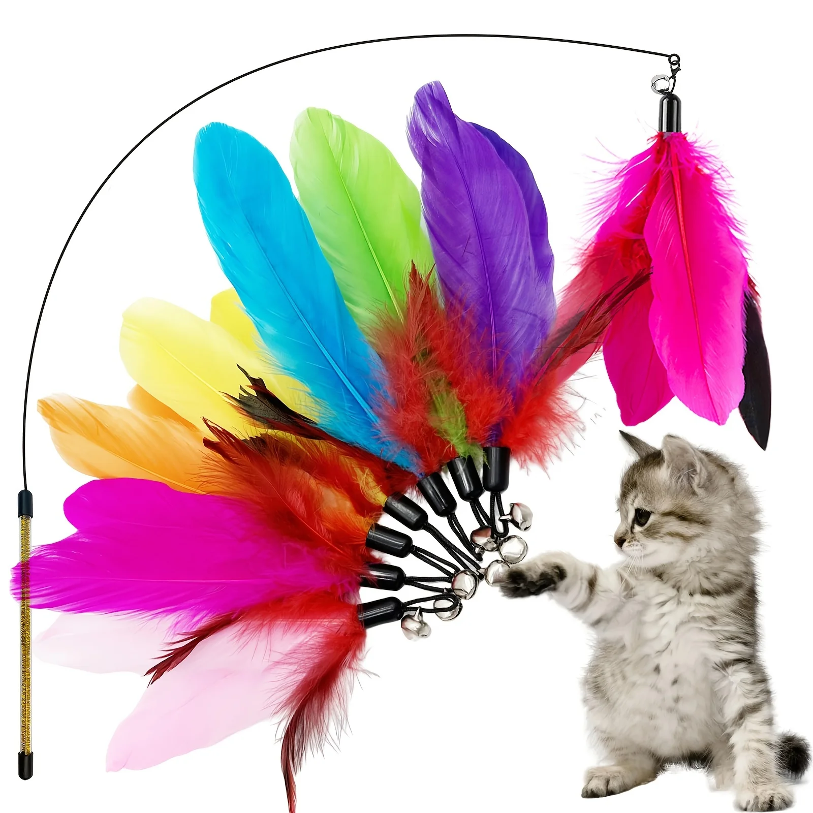 8 Pieces Cat Feathers Refill,Cat Feather Toys Replacement Cat Toy Wand Refills,  Interactive Cat Wand Toy Replacement Feather