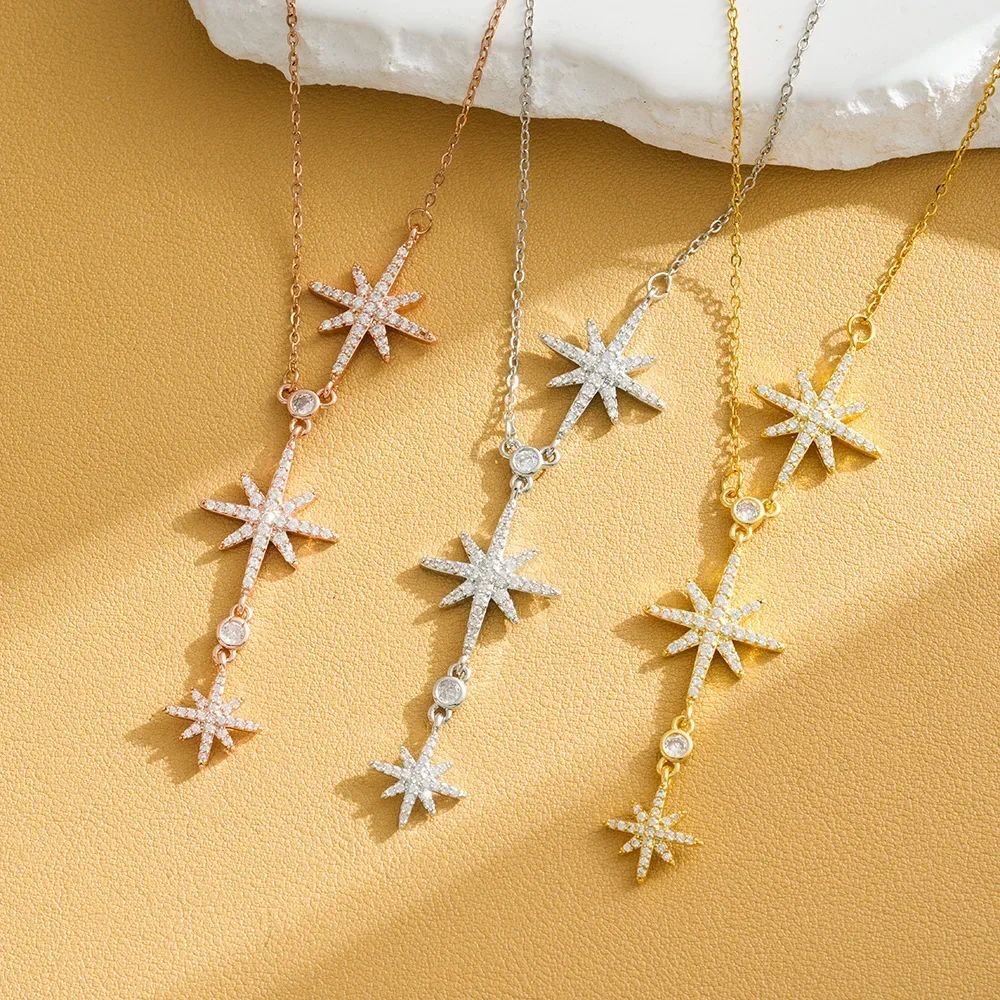

Octagonal titanium steel necklace for women, a niche and light luxury, multi-functional and shining star collarbone chain