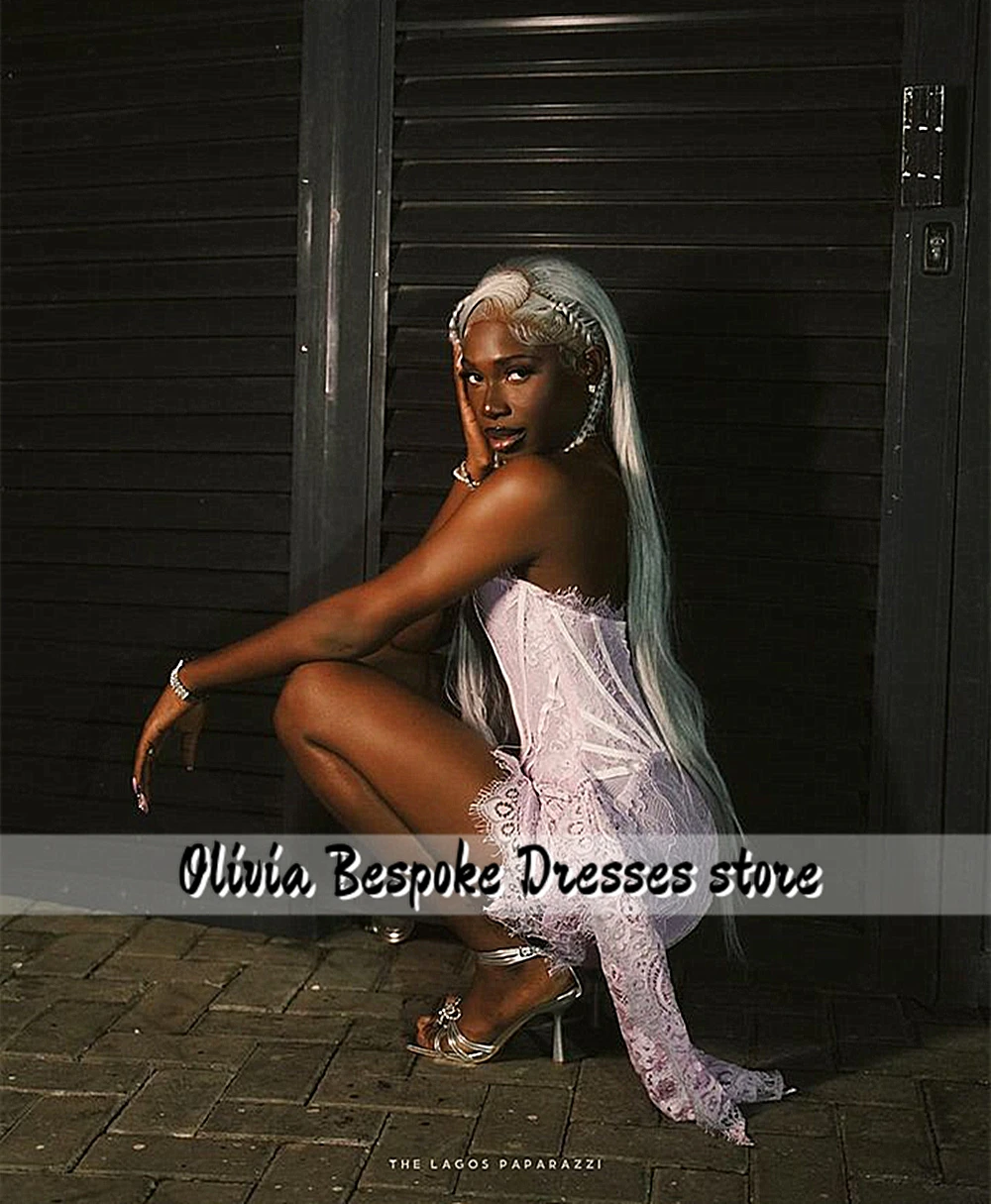 白いレースのウエディングドレス,ストラップレス,魚の骨,パーソナライズされたホームドレス,誕生日のカクテル用