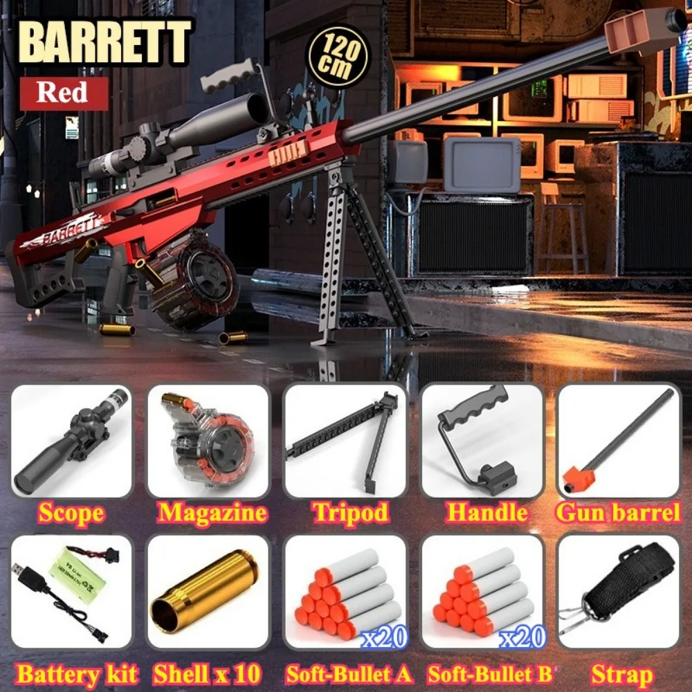 باريت شل لينة رصاصة بندقية يمكن إطلاقها مسدس لعبة قاذفة كهربائية قناص بندقية نموذج لعبة اطلاق النار في الهواء الطلق هدية الكريسماس