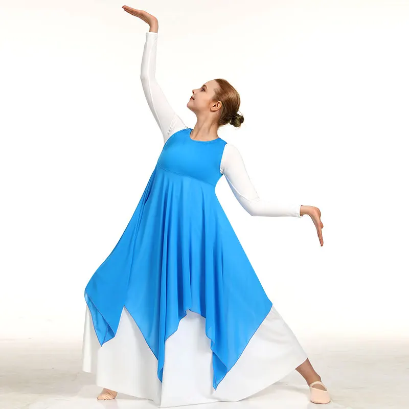 المرأة جولة الرقبة نمط تانك الثناء العبادة الرقص الحديث الليتورجي البلوز فضفاض هيم المرأة الثناء الرقص سترة