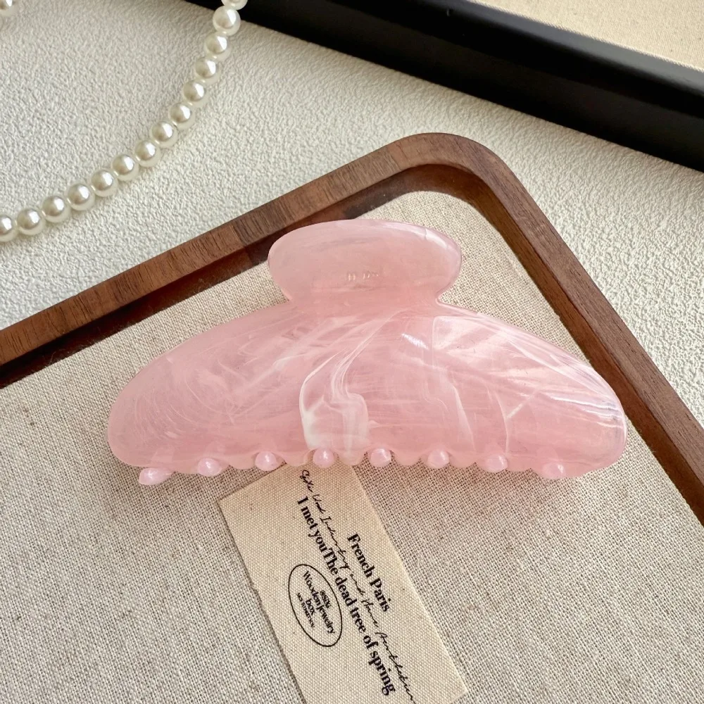 Elegant Marble Pattern Semi-circular Disc Hair Claw for Women Acrylic Colorful Flow Pattern Grab Clip Ponytail Hair Accessories