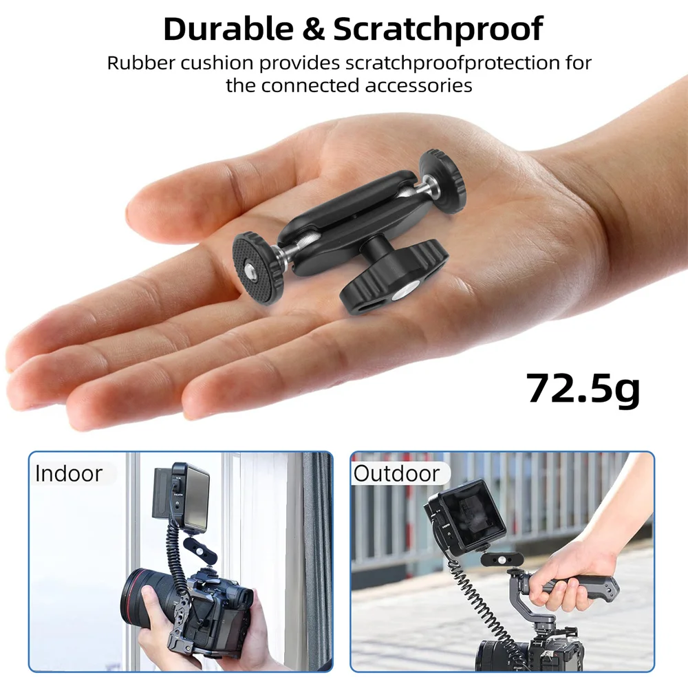 2024ใหม่แขนมายากลหัวบอลคู่ทำจากโลหะพร้อมตัวยึดสกรู1/4 360สำหรับกล้อง DSLR และกล้องวิดีโอขาตั้งกล้องแบบสามขา