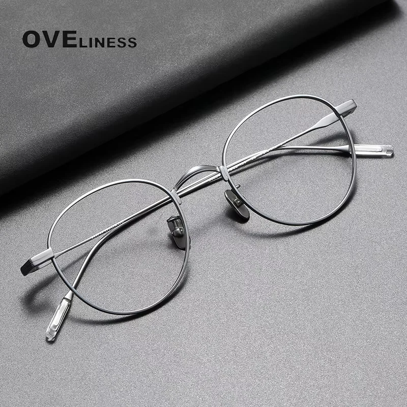 2025 Retro Round Pure Titanium Glasses Frame Men Women men's eyeglasses frames Korean eyewear spectacles