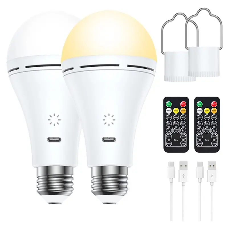 

[NEW A09R!】 USB E27 Dimmable Led Bulb 3 Color Smart Bulb 2Pcs 9W Light Bulb 3000K-6000K For Living Room Bedroom