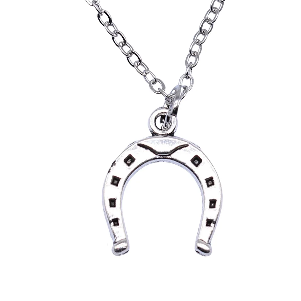 Simple Classic Fashion 16x13mm Antique Silver Color Horseshoe Pendant Girl Women Short Chain Necklaces Choker Necklace