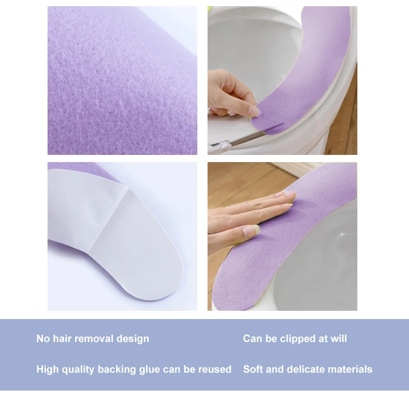 Purpe Reuseable Soft Toilet Seat Cover New Useful Toilet Mat Seat Cover Pad Washroom Warm Washable Health Sticky Household