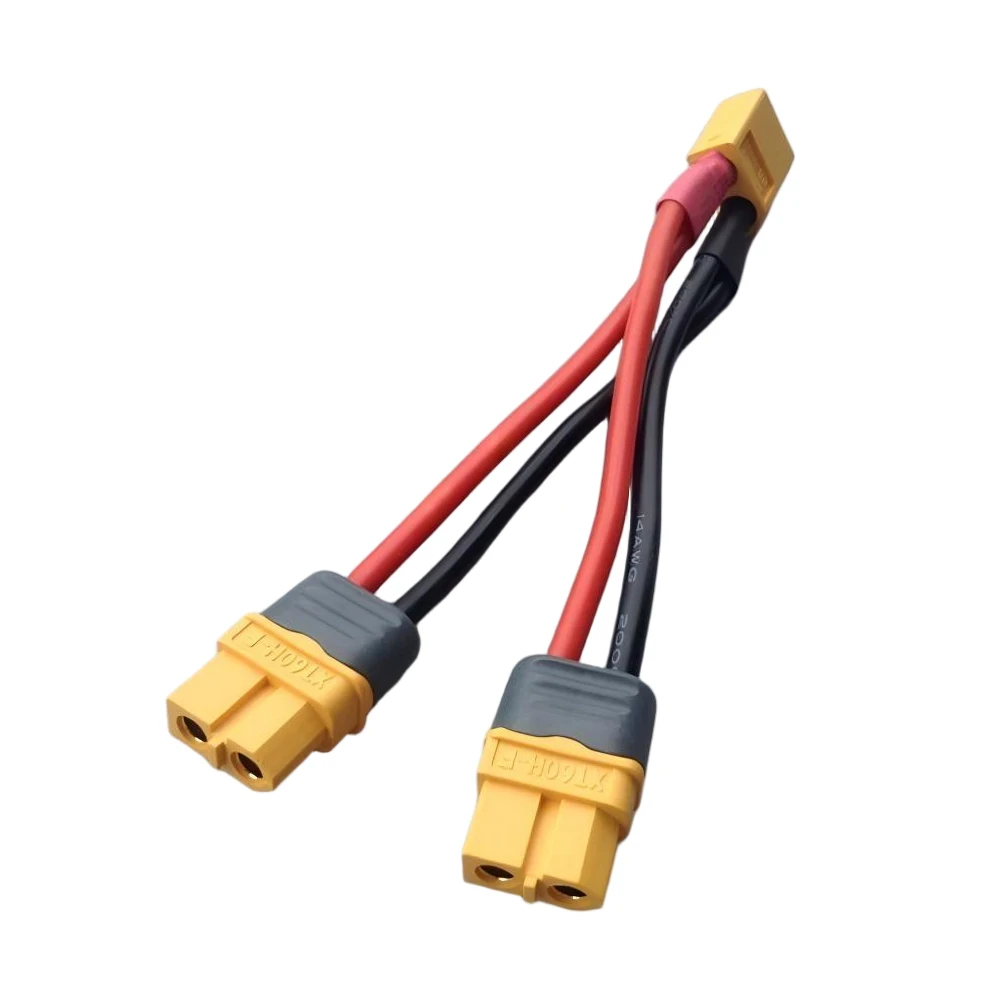 

XT60 Parallel Cable 1 to 2 Splitter 14AWG Silicone Wire 10CM Male to Dual Female Connector for RC Battery ESC Adapter