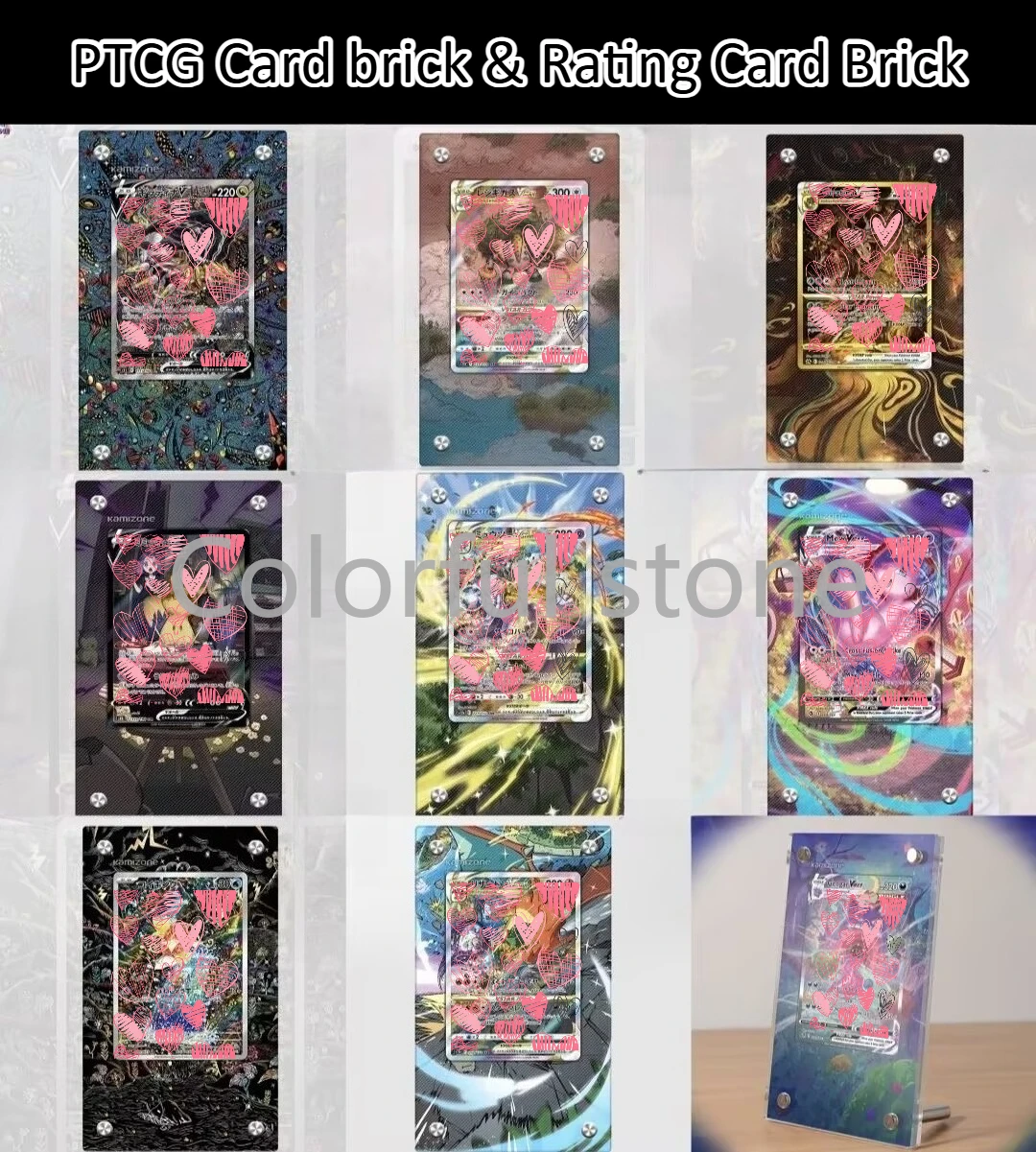 

PTCG Pokemon Anime Character Expansion Card Brick Giratina Regigigas Giratina Magikarp Mimikyu Mew Acrylic Display Stand No Card