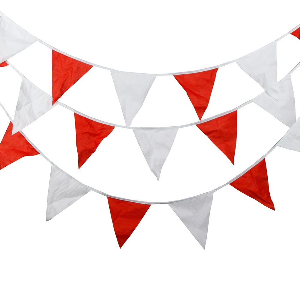 

The Carnival Themed Party Pennant Banner Fabric Red White Garland Flag Triangle Bunting for Circus Birthday Party Decor