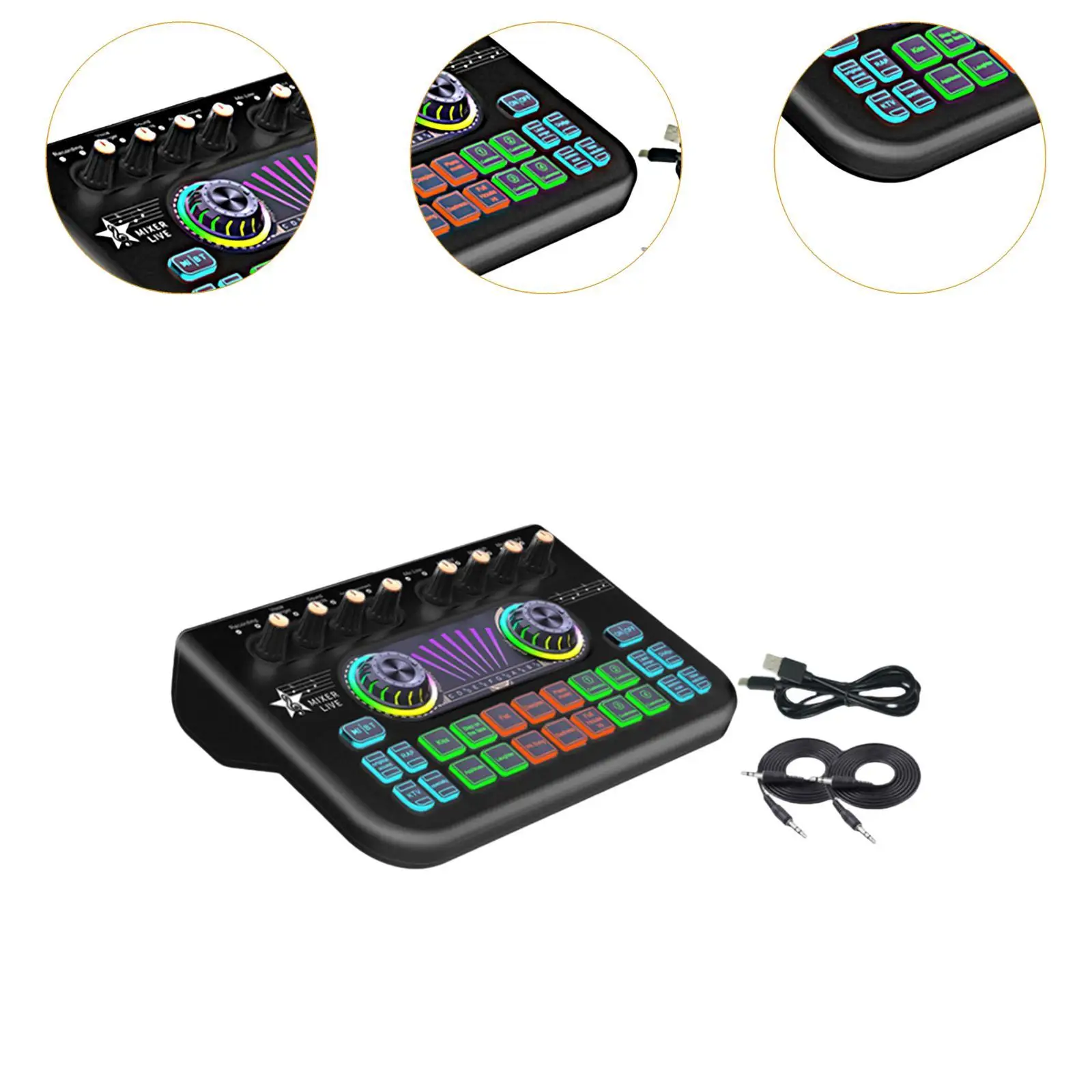 Mini Sound Mixer Board Universal Professional Voice Changer Device Live Sound Card for Gaming Live Stream KTV Recording PC Phone