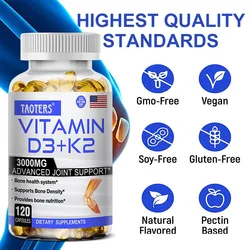 Vitamin D3 and K2 Jointly Supplement Immune Support, Increase Bone Calcium Absorption, Are Non-GMO, and Protect The Body.