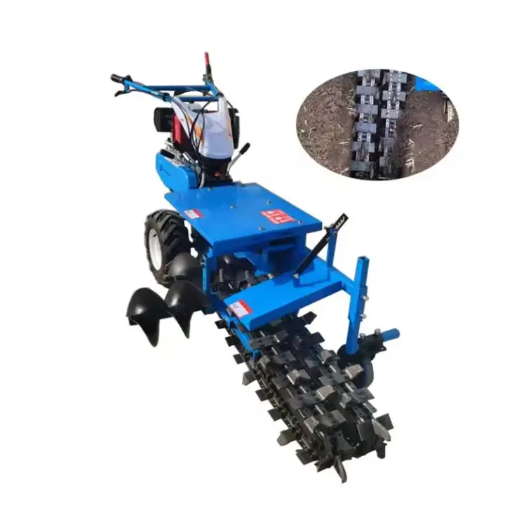 Agricultural Machinery Ditcher Small Walk Behind Single Double Chain Trencher With  Engine