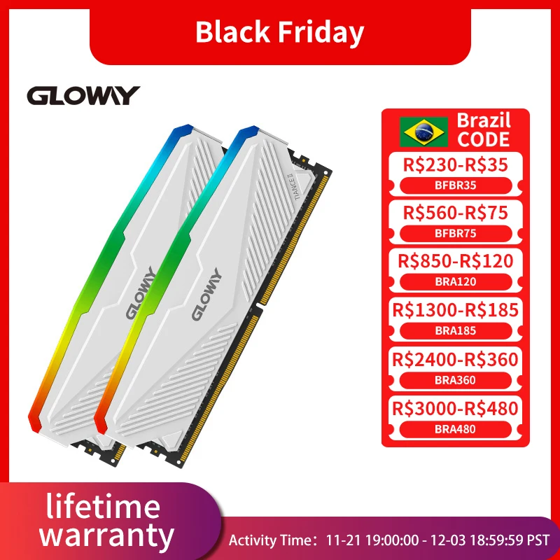 Gloway Memoria Ram DDR4 16gb 3200mhz 8gb 3600MHZ  RGB memoria ram 8gb ddr4 3200mhz Kit Dual channel UDIMM Desktop Gaming Rams