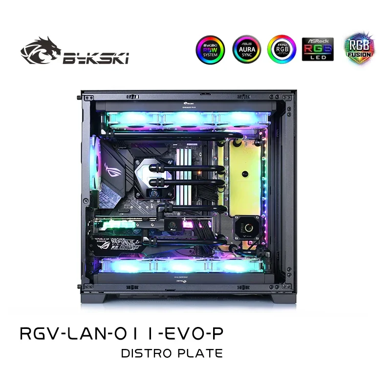 Bykski RGV-LAN-O11-EVO-P,Distro Plate for LIAN LI O11 EVO Case,MOD Waterway Board Kit for CPU GPU PC Water Cooling System