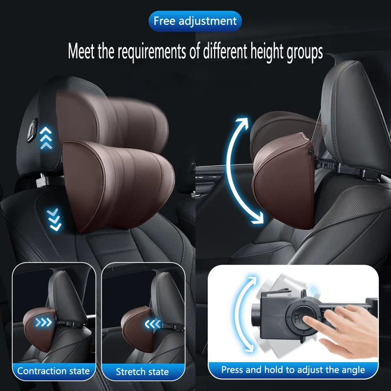 Mechanically Adjustable Universal Style Seat Headrests Car Seat Neck Protectors Relieve Head Pain Car Memory Cotton PU Headrests