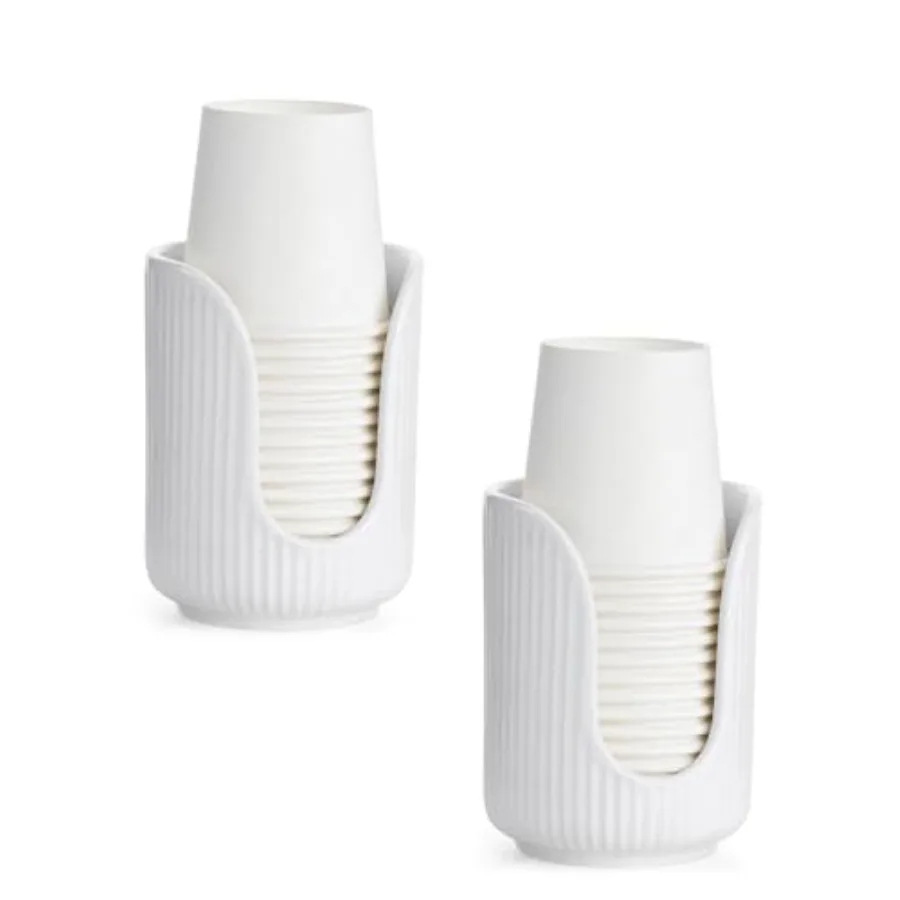 

Bathroom Cup Dispenser, 3oz-4oz Ceramic Paper Cup Holder, Small Countertop Mouthwash Dixie Cups Accessories, for Vanity Counter