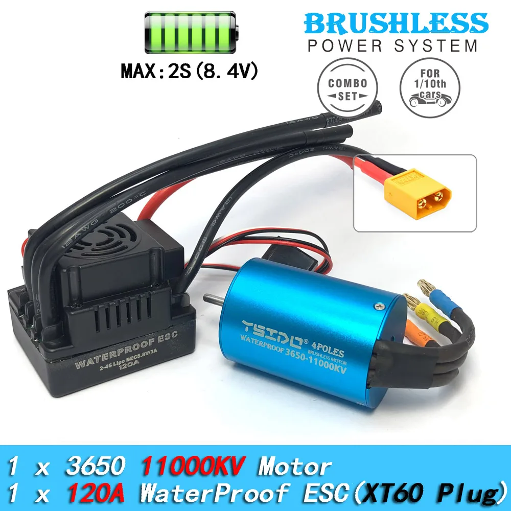 YSIDO 3650 Combo 5400KV 3600KV Bürstenloser Motor 60A/80A/120A ESC für 1/10 Traxxas HSP Tamiya Arrma RedCat RC Monster Truck Auto – Detail 15