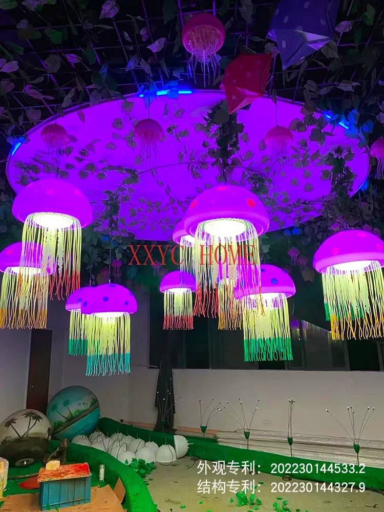 Hanging Outdoors Tree Lamp Waterproof Lighting Decorative Landscape Chandelier Seven-Color Atmosphere Moving Jellyfish Lamp