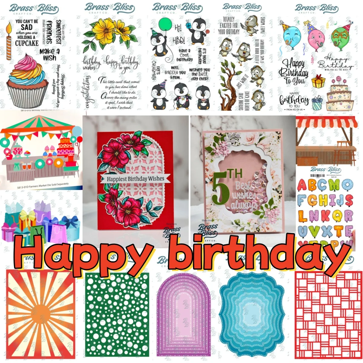 2026 Sweet Wishes Lanzamiento de enero Troqueles de corte de metal y sellos transparentes con motivos de Flores de Cumpleaños y Mercado de Agricultores para decoración DIY y álbumes de recortes