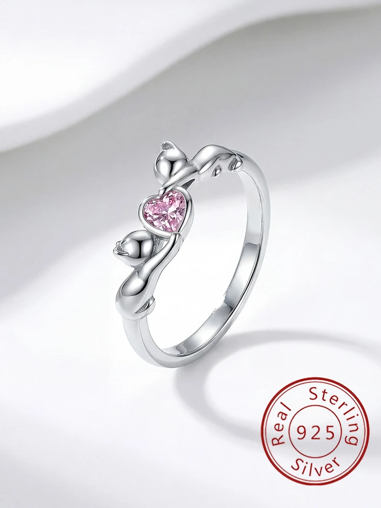 

925 Sterling Silver Pink Zircon Love Heart Ring For Women Party Engagement Anniversary Daily Wear High Quality Fine Jewelry
