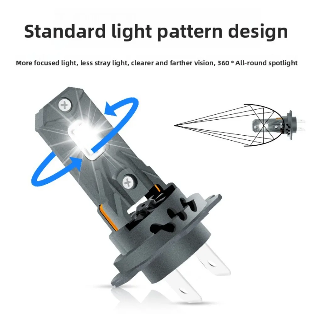 New High-Power Super Bright Car LED Headlights - H7 1:1 Mini Plug-and-Play Fan-Cooled Integrated Bulbs
