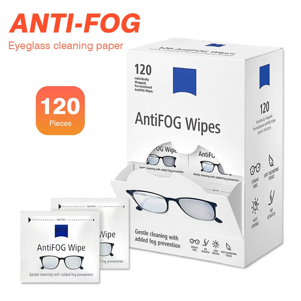 

Салфетки для линз, упакованные на 120, предварительно увлажненные чистящие салфетки для очков, очиститель линз для экрана без царапин для солнцезащитных очков