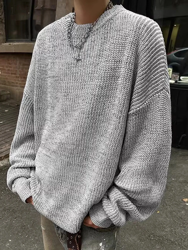 

Korean Sle round Ne Knitwear Men's Autumn Winter Loose Fit Couple's Base Layer Sweater Comfortable Casual Long Sve