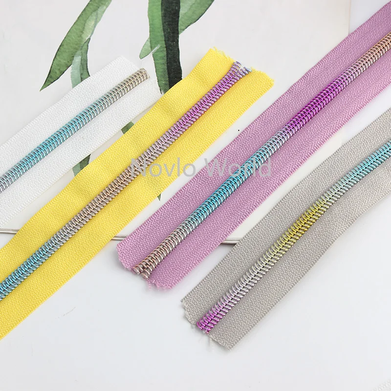 30-100 Yards 5# 32mm 8 Colors Zippers Tape Rainbow Nylon Teeth Coil Repair Kit DIY Sewing for Clothing Bags Accessories