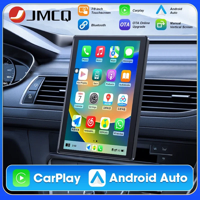 Pemutar Video Radio Mobil 7 "/9" Carplay Nirkabel Android Monitor Mobil Otomatis Navigasi GPS Stereo Mendukung Layar Horisontal/Vertikal