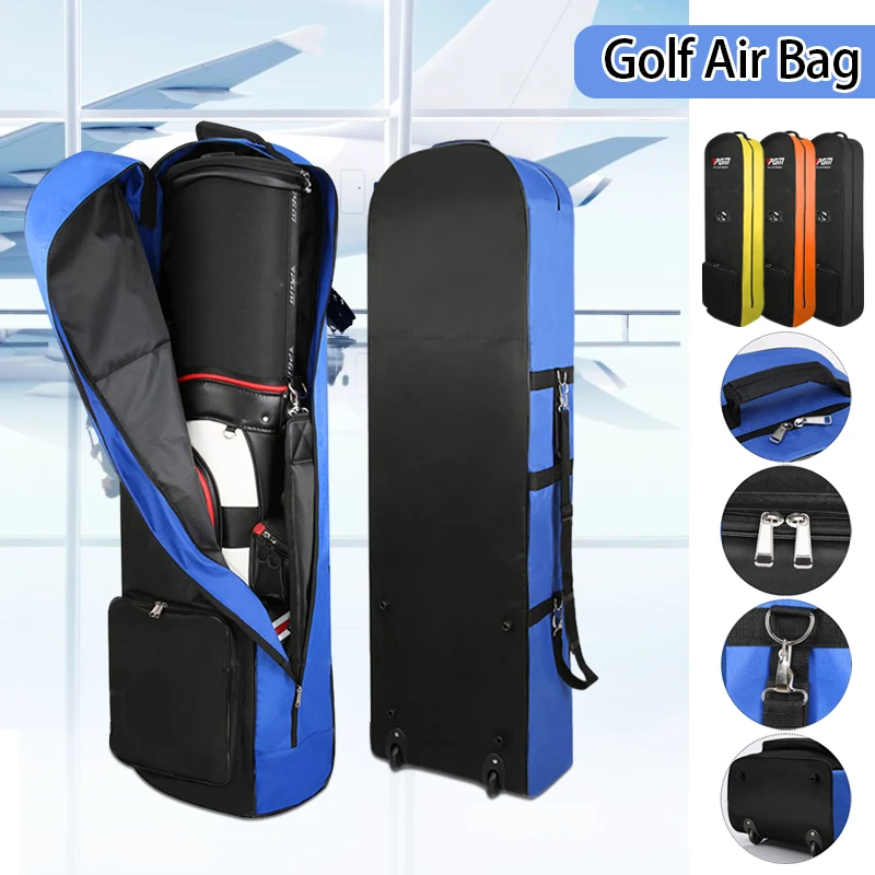 Golf Air Bag Foldable Rain Cover Club Dustproof Holiday Sports Practice Aircraft Storage Pole Bag with Wheels Strap Travel Case