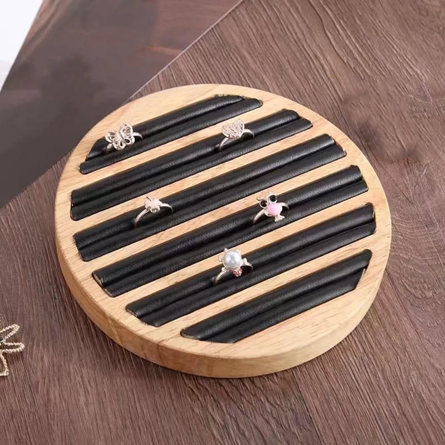 1pc, Ring Earrings Wooden Display Tray Jewelry 100 Ring Earrings Tray Display Tray Counter Storage, Size: Diameter: 5.9in