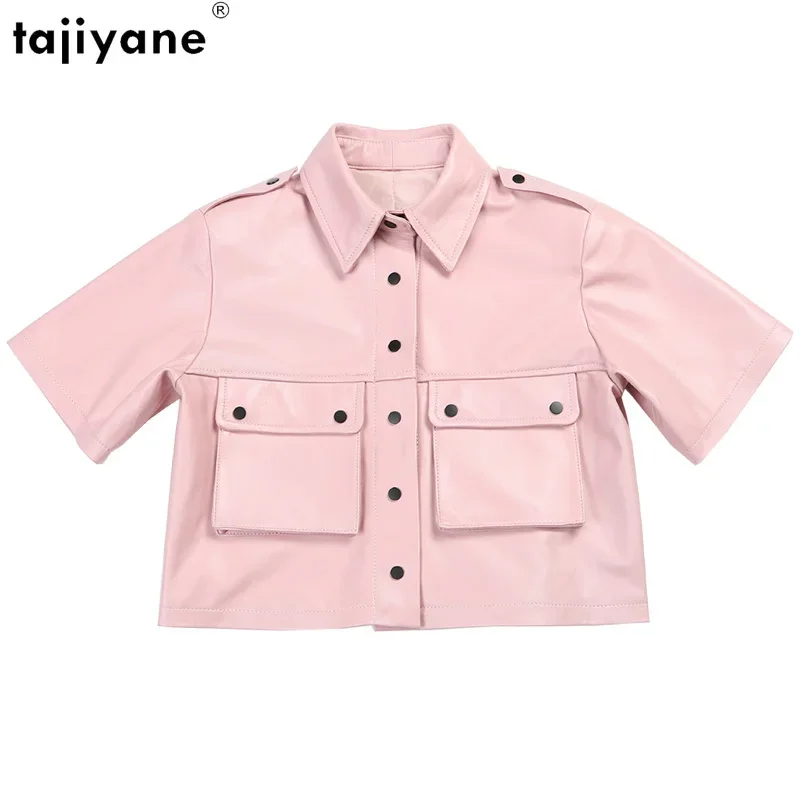 Tajiyane Top Quality 100% Sheepskin Coat Woman Summer Real Sheepskin Leather Jacket Women Casual Cargo Female Jacket Ropa Mujer