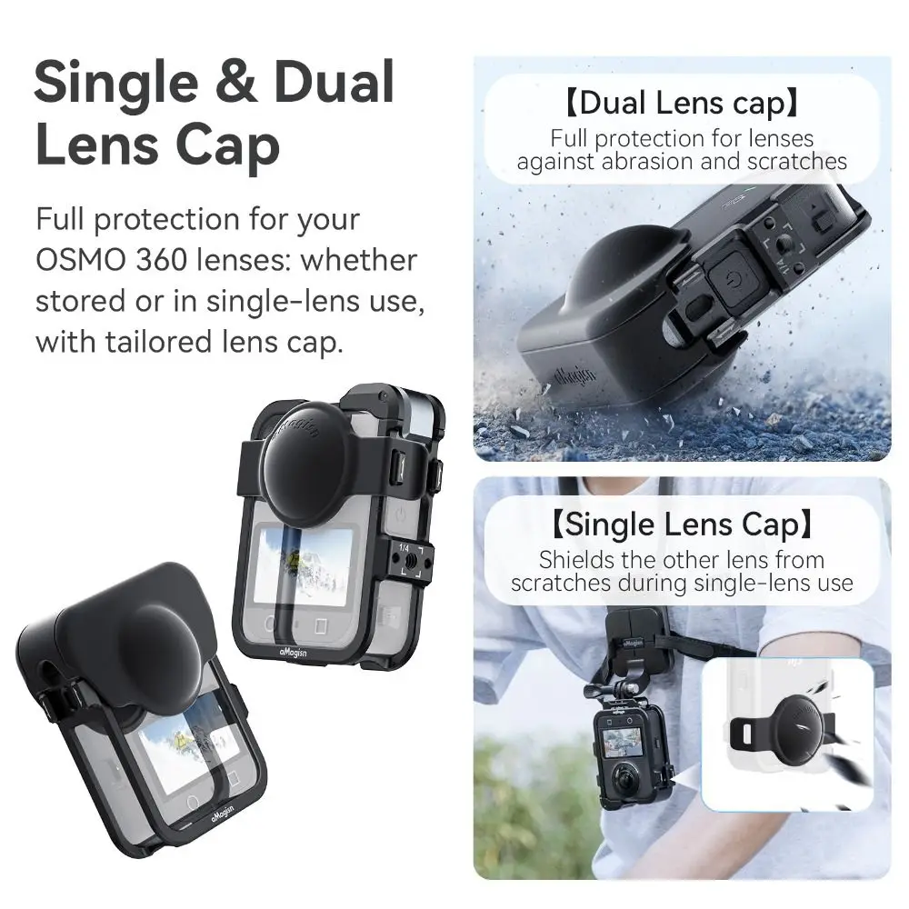 Aluminium Alloy Protective Frame Case Quick Release Lightweight Metal Rabbit Cage with Lens Cap for DJI Osmo 360