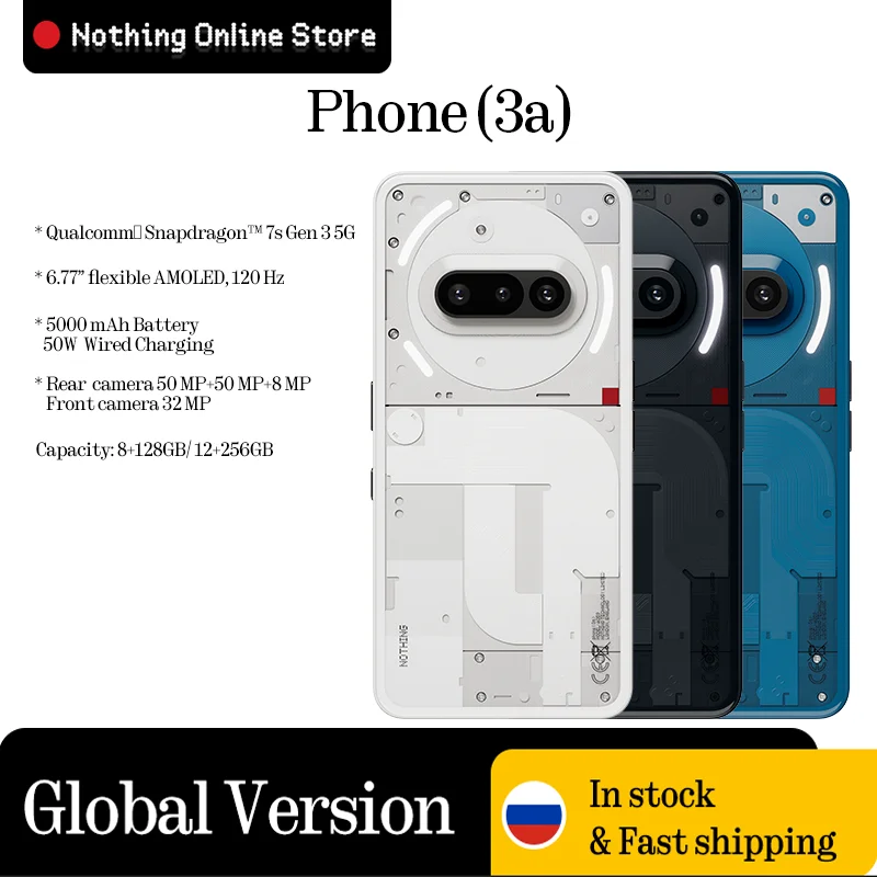 НОВЫЙ телефон Nothing (3a) 6,77 AMOLED 120 Гц 50 МП Qualcomm Snapdragon 7s Gen 3
